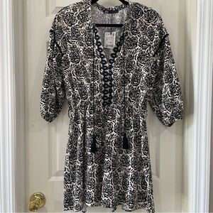 NWT Zara Monochrome Floral Flowy Romper
